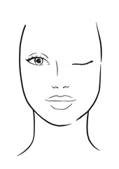 Face chart Makeup Artist Blank. Template. Vector illustration.