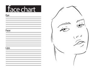 Face chart Makeup Artist Blank. Template. Vector illustration.