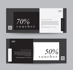 Gift Voucher Template for promotion sale discount, Black and white minimal clean style background, vector illustration