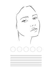 Face chart Makeup Artist Blank. Template. Vector illustration.