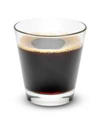 Cup of black espresso coffee isolated on white background