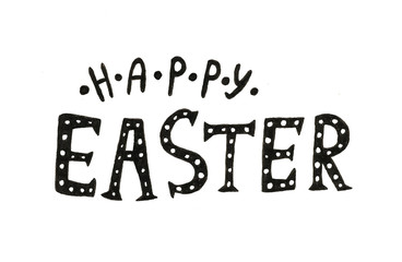 Easter calligraphy hand drawn cake and eggs spring April