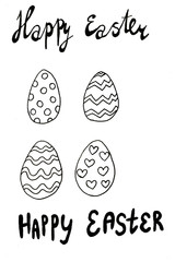 Easter calligraphy hand drawn cake and eggs spring April