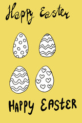 Easter calligraphy hand drawn cake and eggs spring April