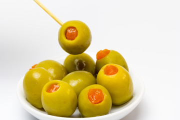 Aceitunas verdes rellenas de pimiento rojo