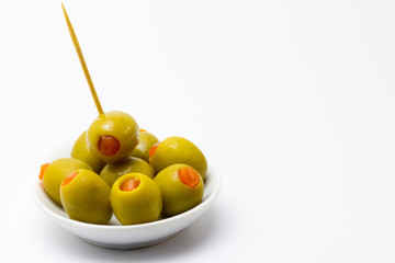 Aceitunas verdes rellenas de pimiento rojo