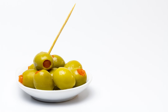 Aceitunas verdes rellenas de pimiento rojo