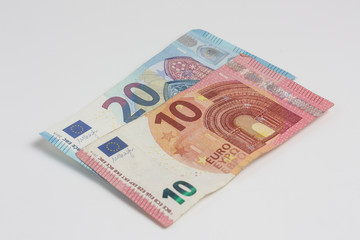 Banknotes on a white background