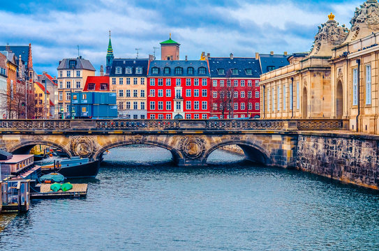 Fototapeta Marble Bridge on the Frederiksholms canal. Copenhagen, Denmark