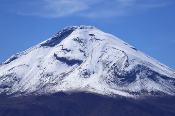 The snowy Sairecabur volcano, Atacama Desert along the road to the Geysers of the Tatio, Chile