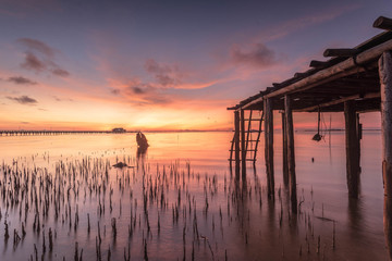 Photo Panorama sunset of wonderful bintan Indonesia