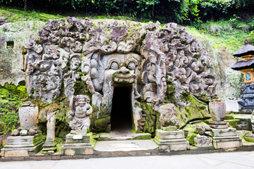 Bali, Indonesia, Ubud. Elephant cave Goa Gaja. The ancient sanctuary of Bali: Elephant cave this is a unique ancient monument for Indonesia, is considered one of the main historical attractions of Ind