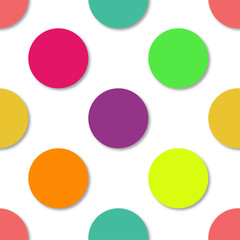 Polka dots seamless pattern. 3d vector background. Retro style print.