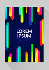 Cover template with abstract colorful vertical shapes. Use for covers, placards, banners, posters, flyers. Vector illustration.