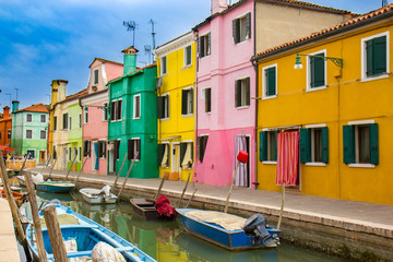 Naklejka na ściany i meble Colorful houses in Burano, an island in the Venetian Lagoon