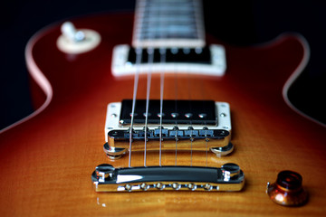 Fototapeta premium Electric Guitar Bridge Pick Up, Tailpiece and Strings