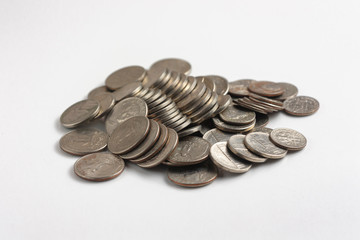 Coins on a white background