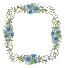 Fototapeta na wymiar illustration watercolor floral patterns frame