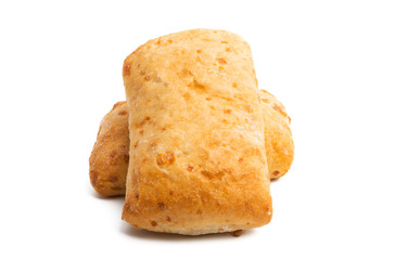 ciabatta with cheese isolated