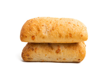 ciabatta with cheese isolated