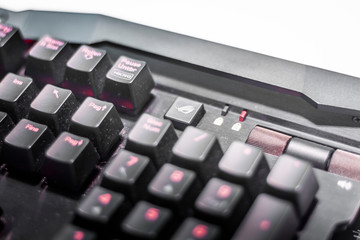 Advance new keyboard for extreme gamers. Black carbon casing, red and orange details. Nerd time...