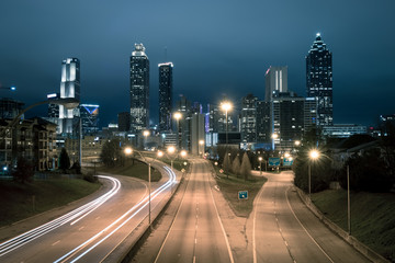 Obraz na płótnie Canvas Atlanta city night panoramic view skyline, Georgia, USA