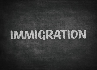 Obraz premium immigration concept word on a blackboard background