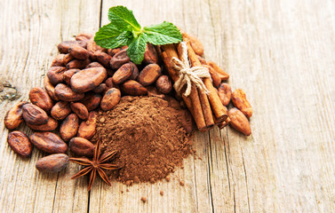 Cocoa powder and beans