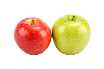 red and green apples isolated on white background