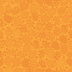 Easter seamless background with eggs. Gift card egg ornament, pattern. Spring season holidays.