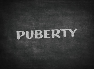Puberty concept word on a blackboard background