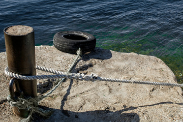 bollard with rope