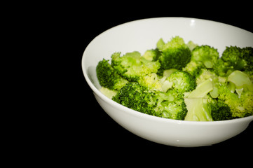 Bowl with freshly cooked broccoli