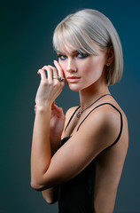 Obraz premium young woman with jewelry, Portrait of Pretty Girl with Jewelry