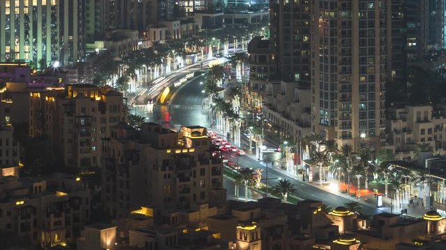 4K Time lapse of  cityscape and city traffic in Dubai.UAE