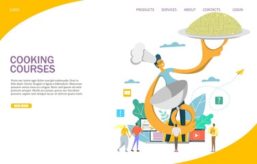 Cooking courses vector website landing page design template
