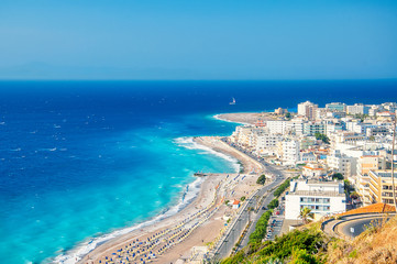 Naklejka premium New Town Skyline View of The Rhodes Island, Greece
