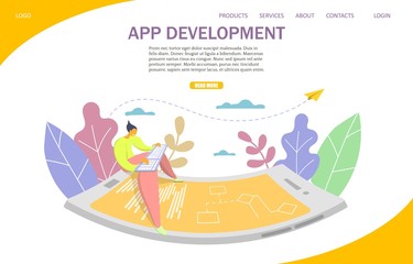 App development vector website landing page design template