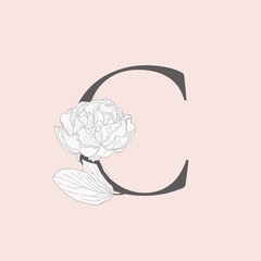 Vector Blooming Floral Initial C Monogram and Logo
