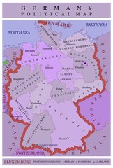 Germany political map violet shades in English
