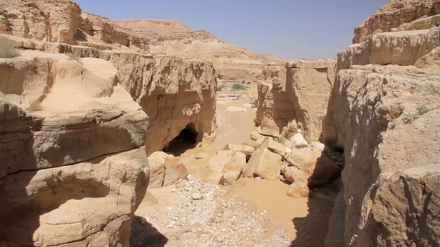 Flash flood in the desert of Nahal Zin Negev