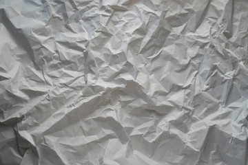 Crumpled paper texture, white paper for your design background,copy past, top view, flat lay.