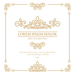 Golden vector emblem. Elegant, classic vector. Can be used for jewelry, beauty and fashion industry. Great for logo, monogram, invitation, flyer, menu, brochure, background, or any desired idea. - obrazy, fototapety, plakaty
