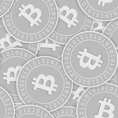 Obraz premium Bitcoin, internet currency silver coins seamless p