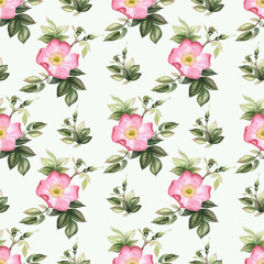 Roses. Watercolor flower seamless pattern.