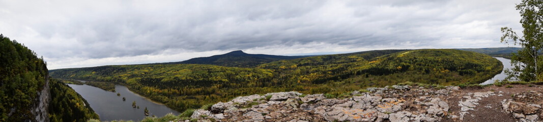 landscape with mountains and clouds