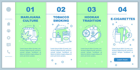Smoking onboarding mobile web pages vector template