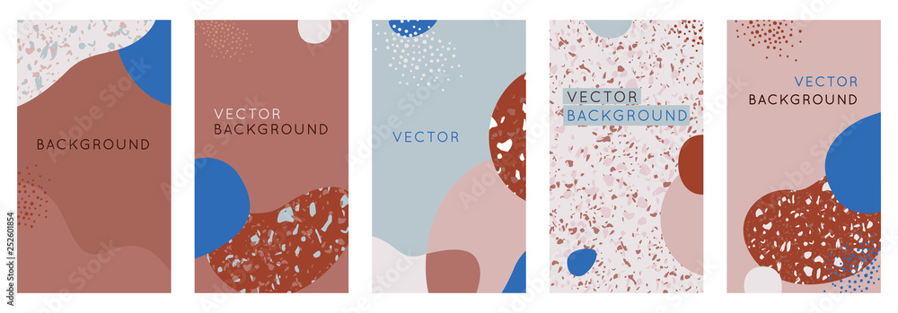 Poster vector set of abstract creative backgrounds in minimal trendy style with copy space for text - desig