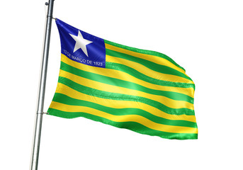 Piaui state of Brazil flag waving isolated 3D illustration