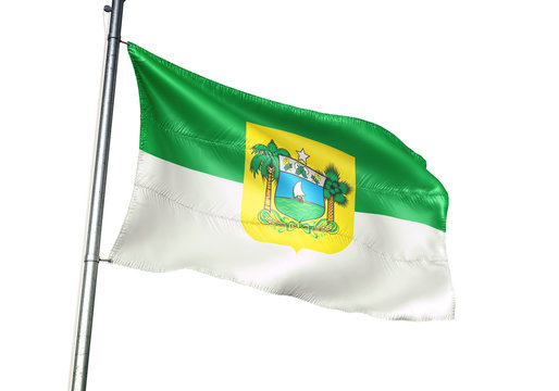 Rio Grande do Norte state of Brazil flag waving isolated 3D illustration
